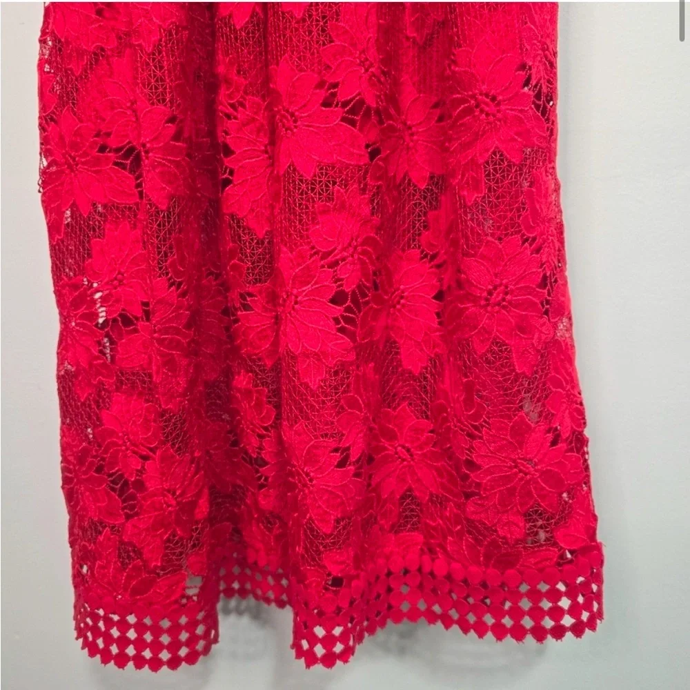 Nicholas Red Roleau Ball Pleated Lace Dress Small - Picture 9 of 10